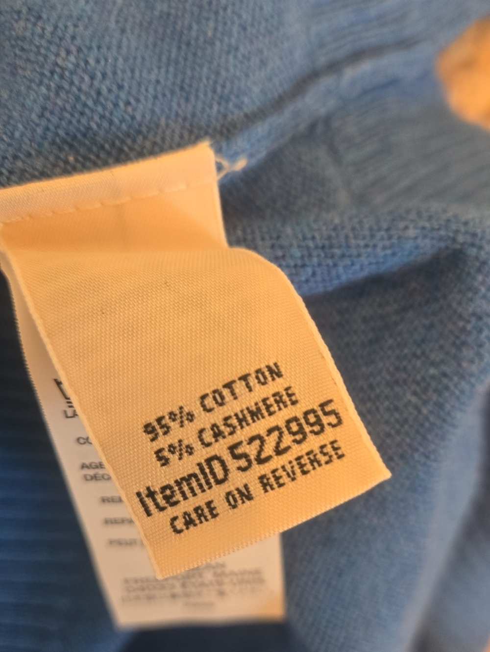 L.L. Bean Blue Cashmere Cotton Knit Sweater with Collar - Picture 7 of 7